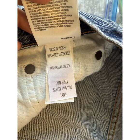 Agolde Lana Mid Rise Vintage Straight Jeans Cropped Distressed Size 32 A140-1206 - Picture 7 of 8